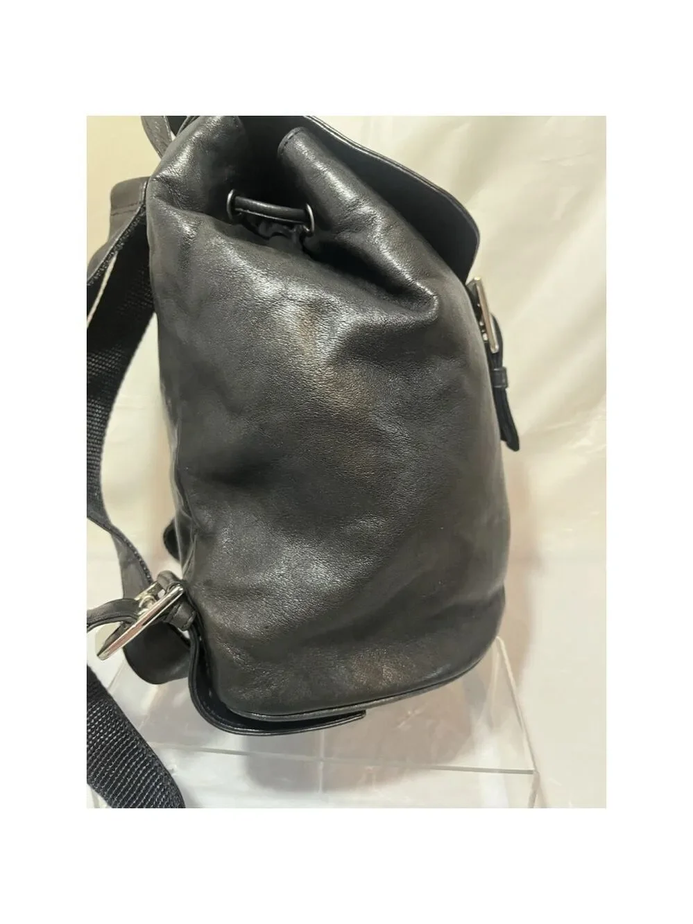 vintage DKNY Donna Karan leather backpack Y2K